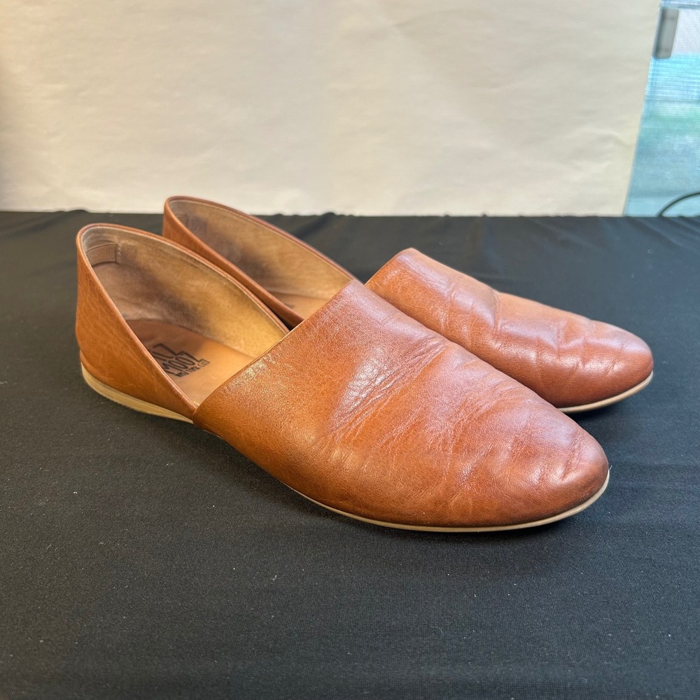 Miz Mooz 6.5 EU 37 Brown Cognac Leather Kimmy D'Orsay Flats Slip Casual Neutral